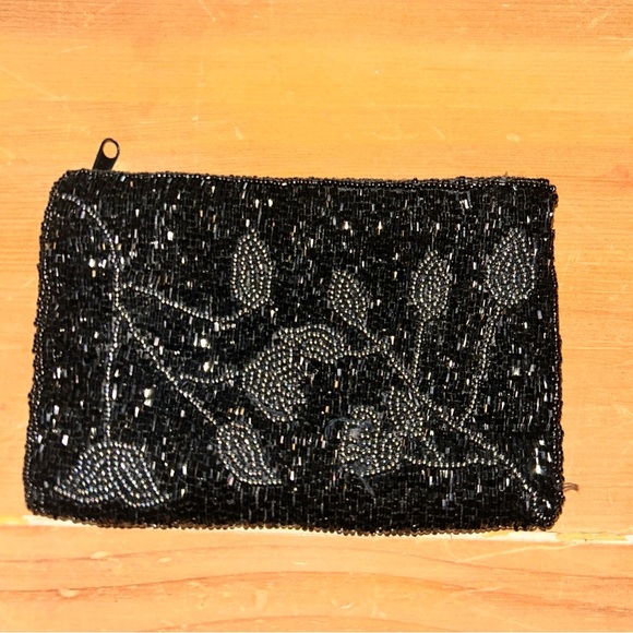 Elegant Black Beaded Clutch - Picture 1 of 4